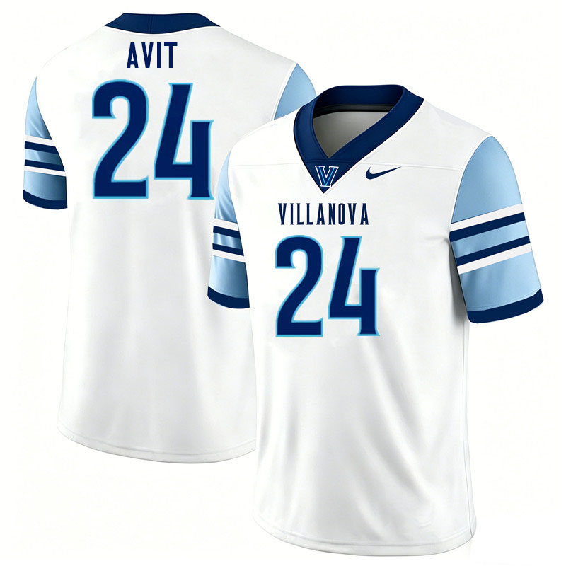 Villanova Wildcats #24 David Avit College Football Jerseys,Uniforms-White